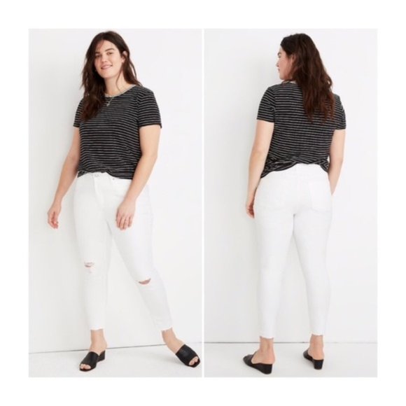Madewell Denim - Madewell White Distressed Mid Rise Skinny Jeans